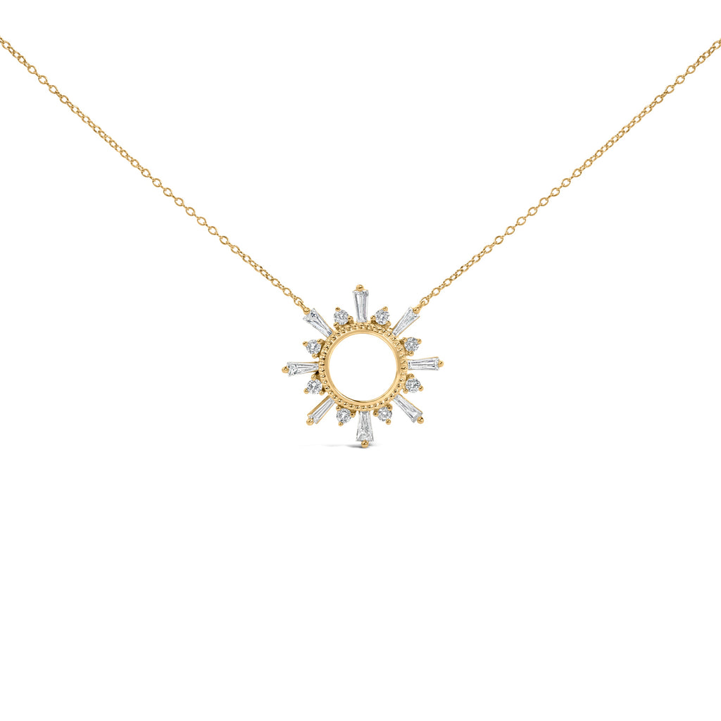 14K Yellow Gold Plated Sterling Silver 5/8 Cttw Diamond Open Starburst Pendant Necklace