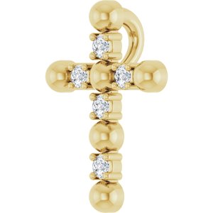 14K Yellow Gold .07 CTW Natural Diamond Beaded Cross Pendant