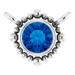 Platinum 3 mm Natural Blue Sapphire Beaded Necklace Center