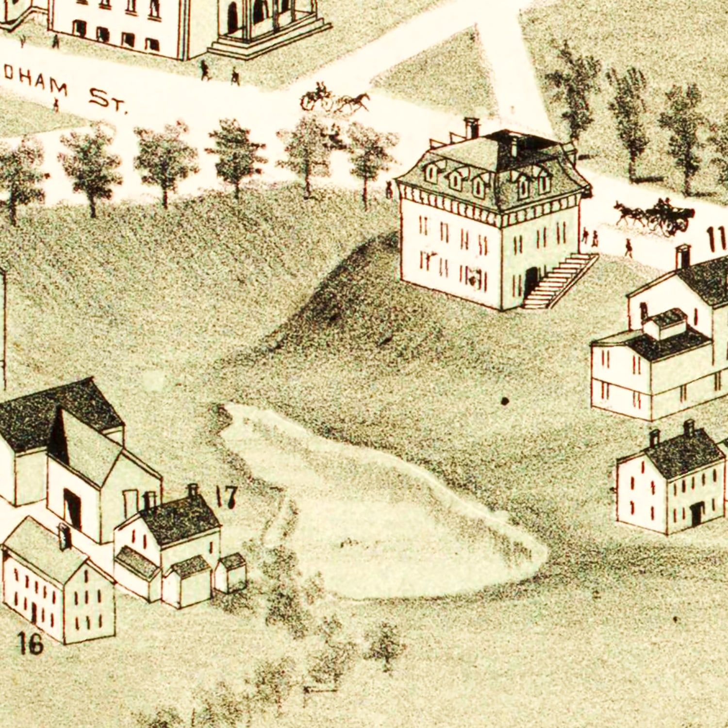 Vintage Map of Wrentham, Massachusetts 1888