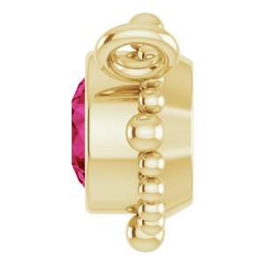 14K Yellow Gold 3 mm Natural Ruby Beaded Necklace Center
