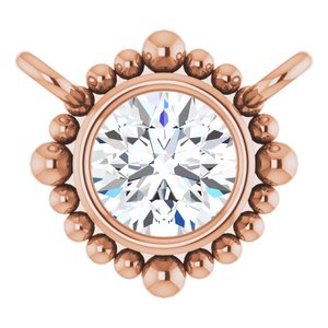 14K Rose Gold 3.5 mm Natural White Sapphire Beaded Necklace Center