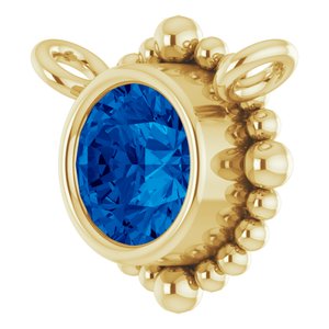 14K Yellow Gold 3.5 mm Natural Blue Sapphire Beaded Necklace Center