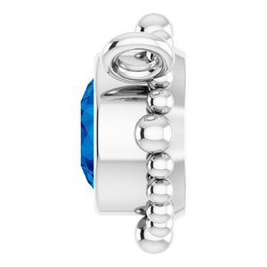 Platinum 3.5 mm Natural Blue Sapphire Beaded Necklace Center