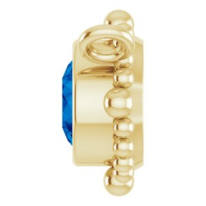 14K Yellow Gold 3.5 mm Natural Blue Sapphire Beaded Necklace Center