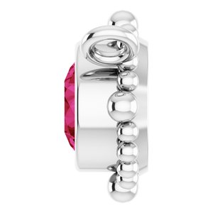 Platinum 3.5 mm Natural Ruby Beaded Necklace Center