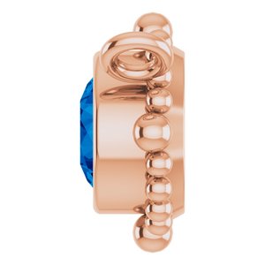 14K Rose Gold 3.5 mm Natural Blue Sapphire Beaded Necklace Center
