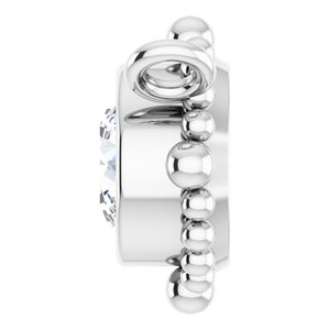 14K White Gold 3.5 mm Natural White Sapphire Beaded Necklace Center