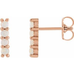 14K Rose Gold Natural Ethiopian Opal Bar Earrings