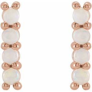 14K Rose Gold Natural Ethiopian Opal Bar Earrings – image 2