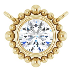 14K Yellow Gold 4.5 mm Natural White Sapphire Beaded Necklace Center