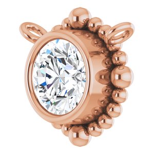 14K Rose Gold 4.5 mm Natural White Sapphire Beaded Necklace Center