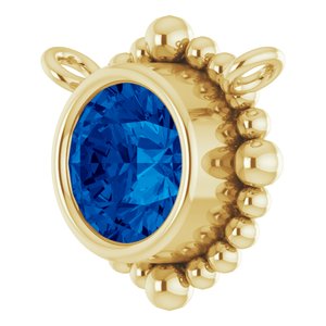 14K Yellow Gold 4.5 mm Natural Blue Sapphire Beaded Necklace Center