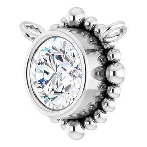 14K White Gold 4.5 mm Natural White Sapphire Beaded Necklace Center
