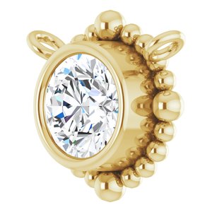 14K Yellow Gold 4.5 mm Natural White Sapphire Beaded Necklace Center