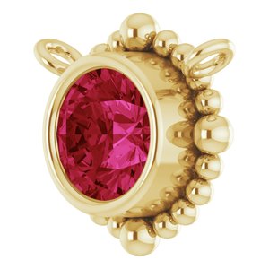 14K Yellow Gold 4.5 mm Natural Ruby Beaded Necklace Center