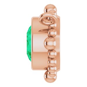 14K Rose Gold 4.5 mm Natural Emerald Beaded Necklace Center