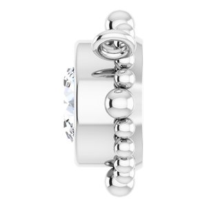 14K White Gold 4.5 mm Natural White Sapphire Beaded Necklace Center