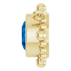 14K Yellow Gold 4.5 mm Natural Blue Sapphire Beaded Necklace Center