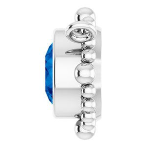 14K White Gold 4.5 mm Natural Blue Sapphire Beaded Necklace Center