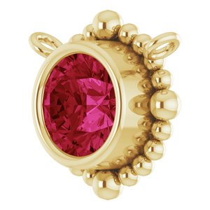 14K Yellow Gold 5 mm Natural Ruby Beaded Necklace Center