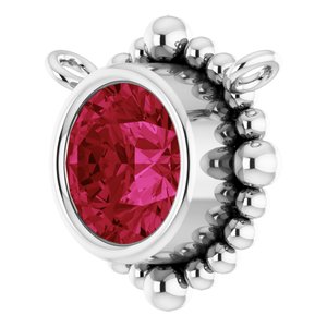 Platinum 5 mm Natural Ruby Beaded Necklace Center