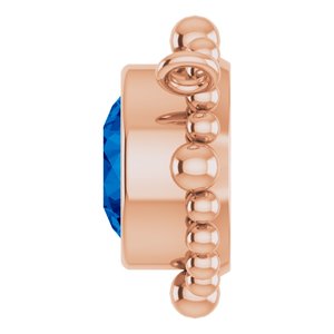 14K Rose Gold 5 mm Natural Blue Sapphire Beaded Necklace Center