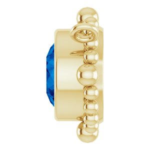 14K Yellow Gold 5 mm Natural Blue Sapphire Beaded Necklace Center