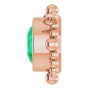 14K Rose Gold 5 mm Natural Emerald Beaded Necklace Center
