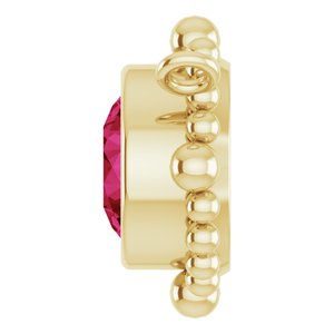 14K Yellow Gold 5 mm Natural Ruby Beaded Necklace Center