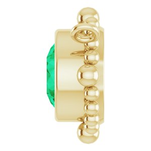 14K Yellow Gold 5 mm Natural Emerald Beaded Necklace Center