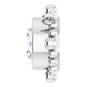 Platinum 5 mm Natural White Sapphire Beaded Necklace Center