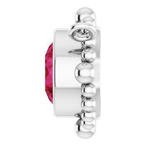 Platinum 5 mm Natural Ruby Beaded Necklace Center