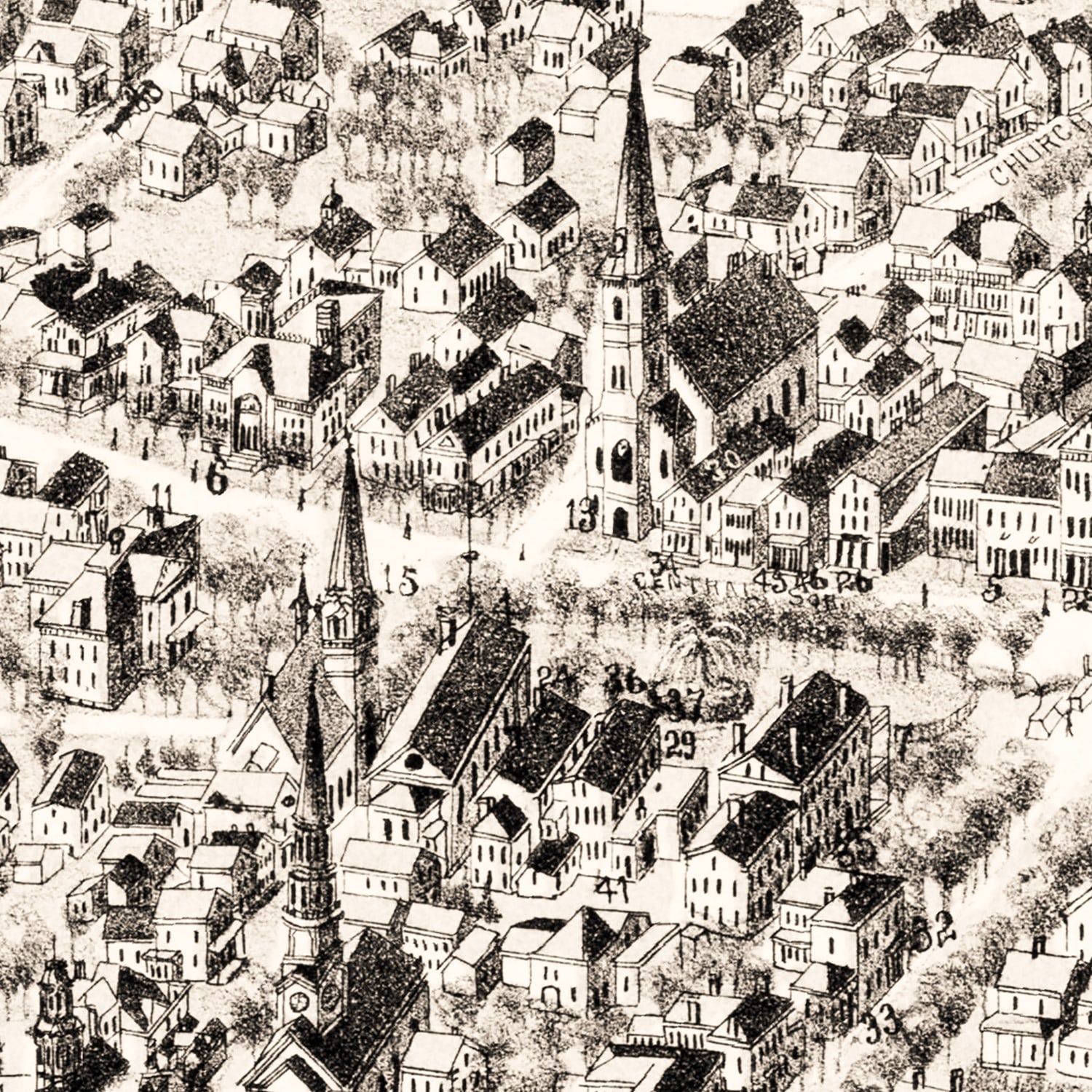 Vintage Map of Bridgewater, Massachusetts 1887
