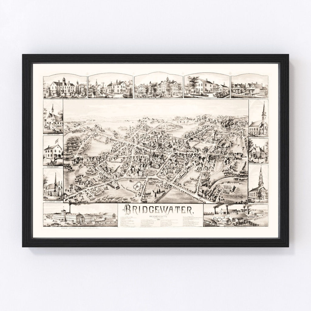 Vintage Map of Bridgewater, Massachusetts 1887