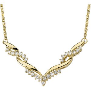 14K Yellow Gold 1/2 CTW Natural Diamond V 18" Necklace