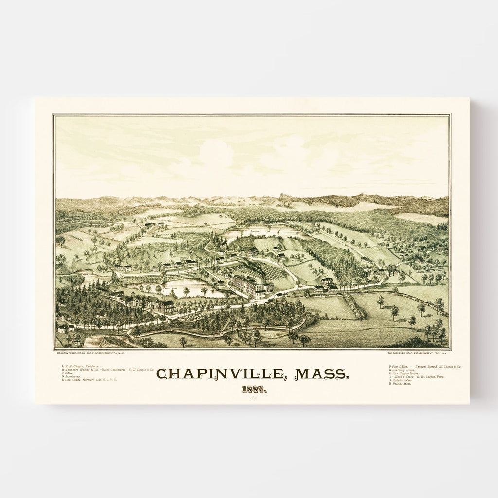 Vintage Map of Chapinville, Massachusetts 1887