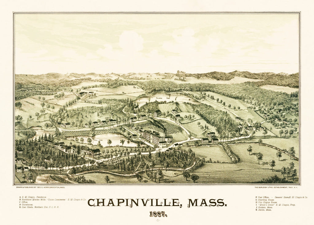 Vintage Map of Chapinville, Massachusetts 1887