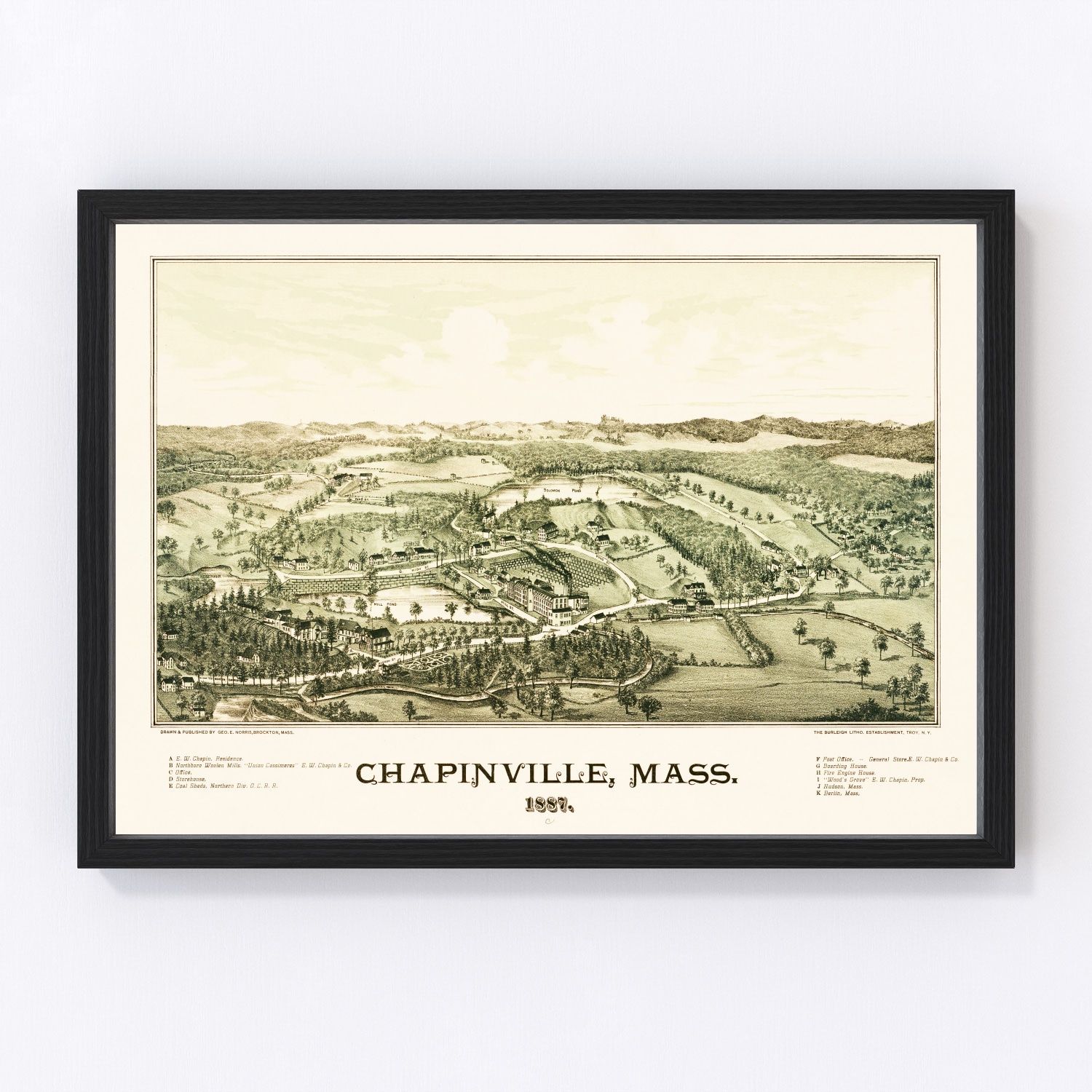 Vintage Map of Chapinville, Massachusetts 1887