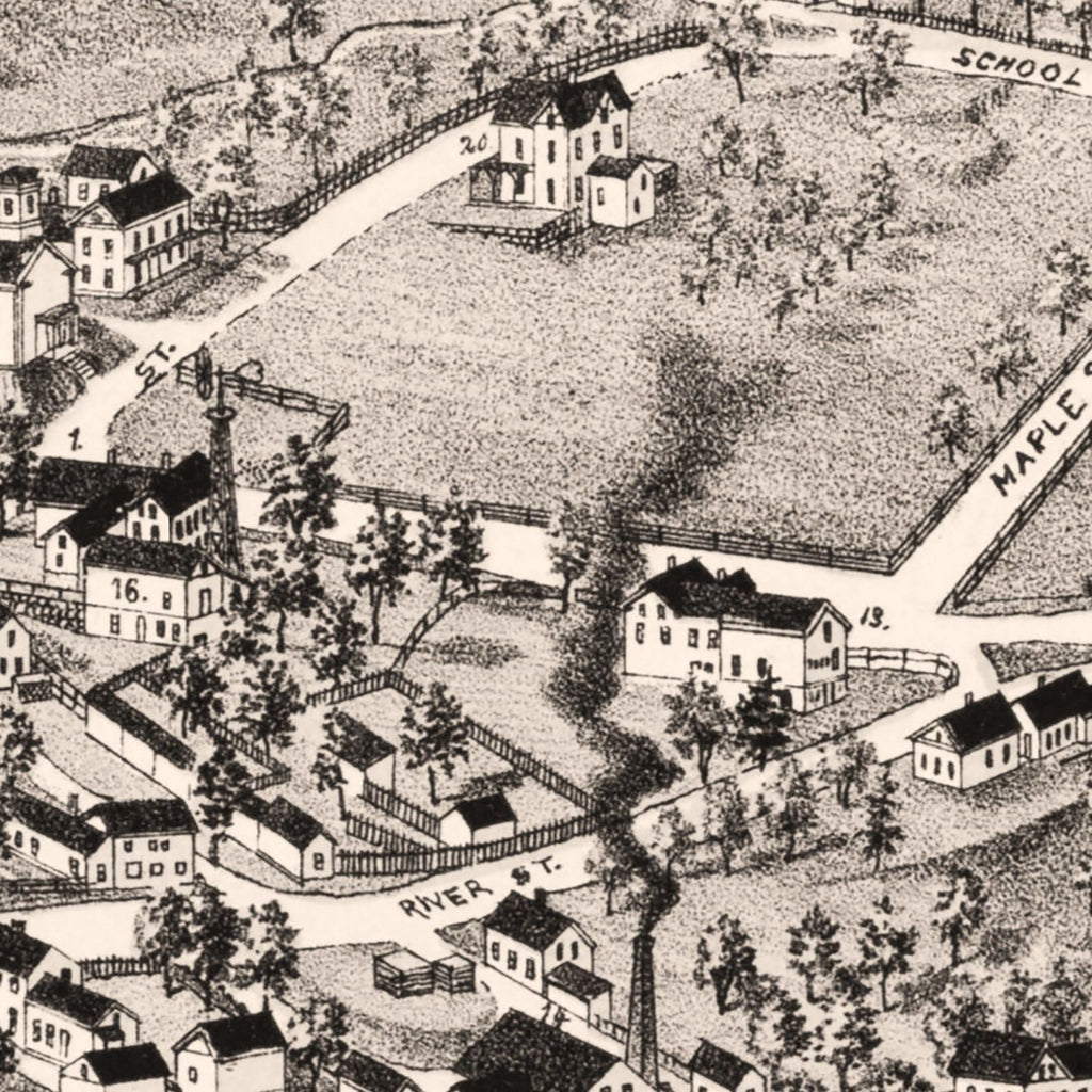 Vintage Map of Charlton City, Massachusetts 1887