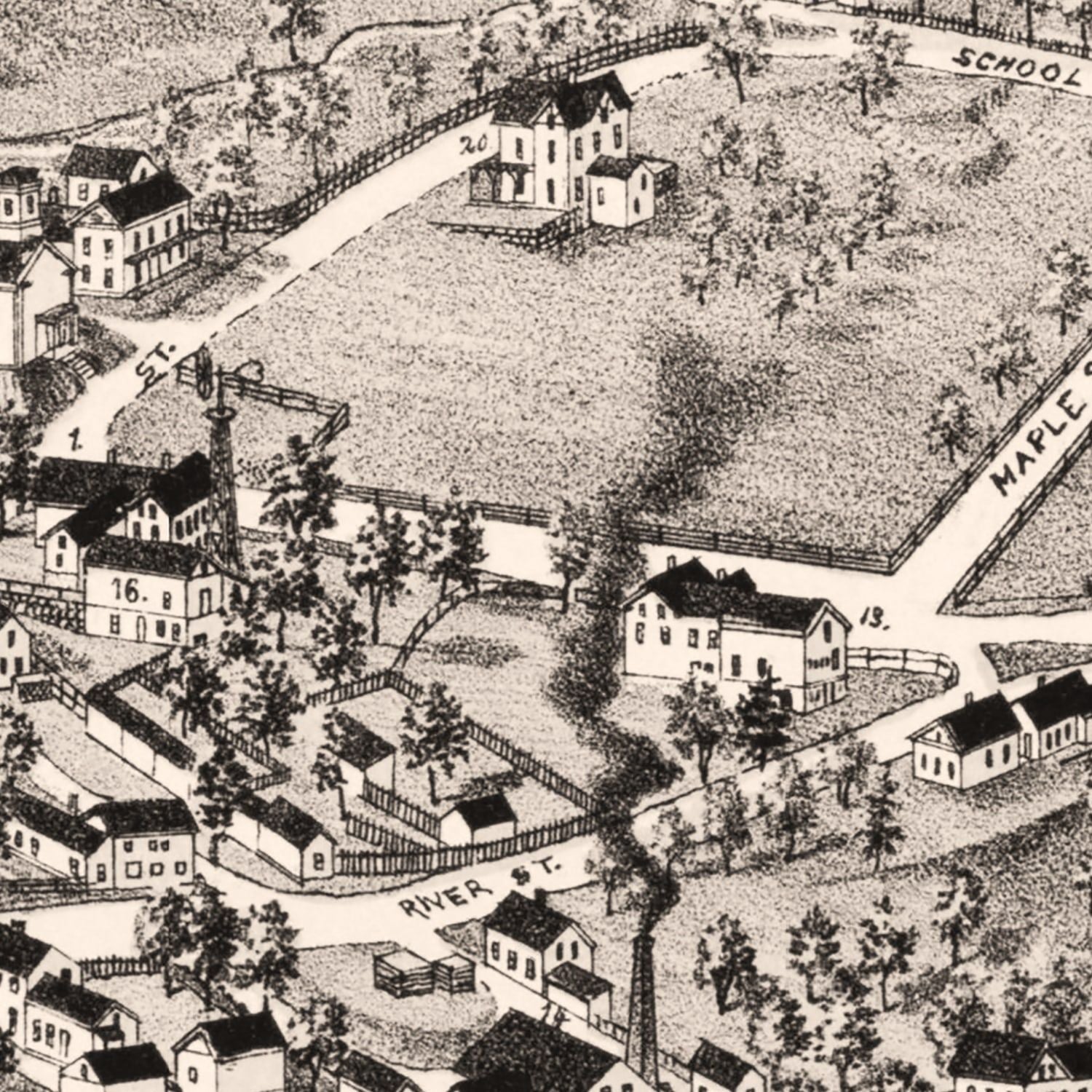 Vintage Map of Charlton City, Massachusetts 1887