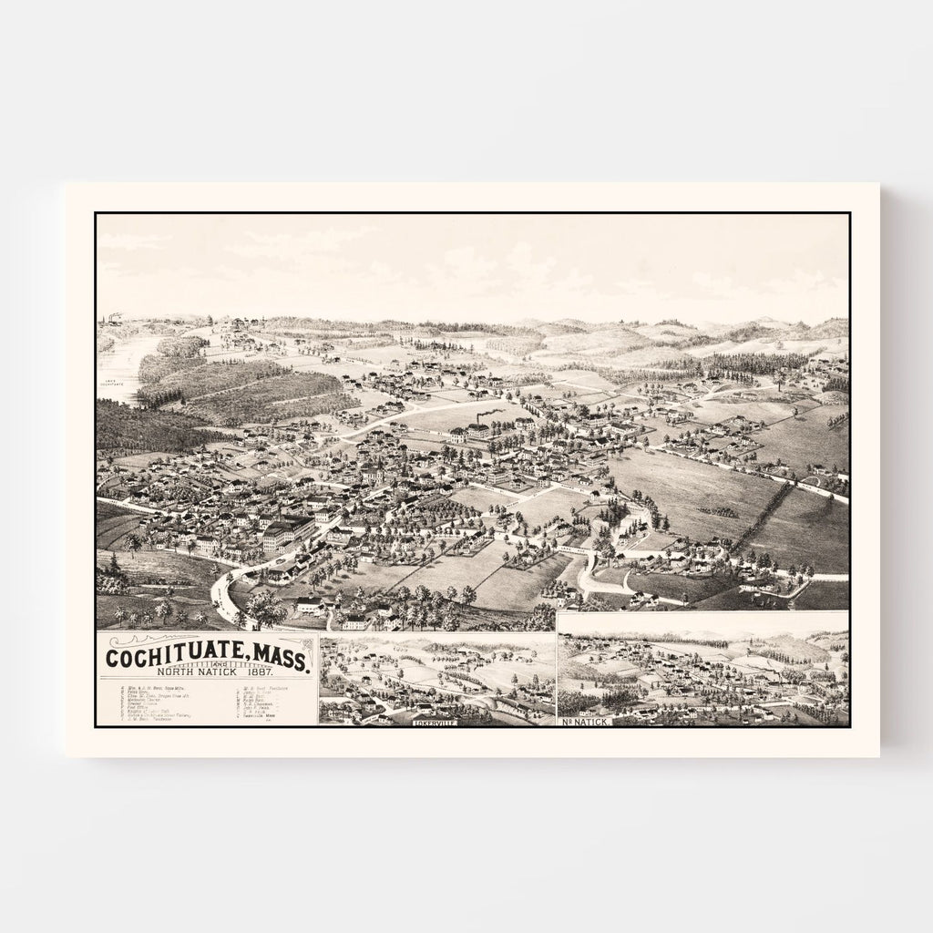 Vintage Map of Cochituate, Massachusetts 1887