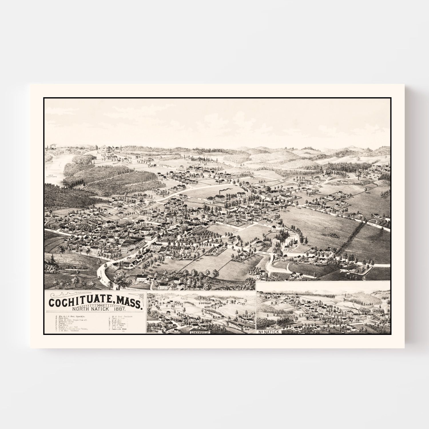 Vintage Map of Cochituate, Massachusetts 1887
