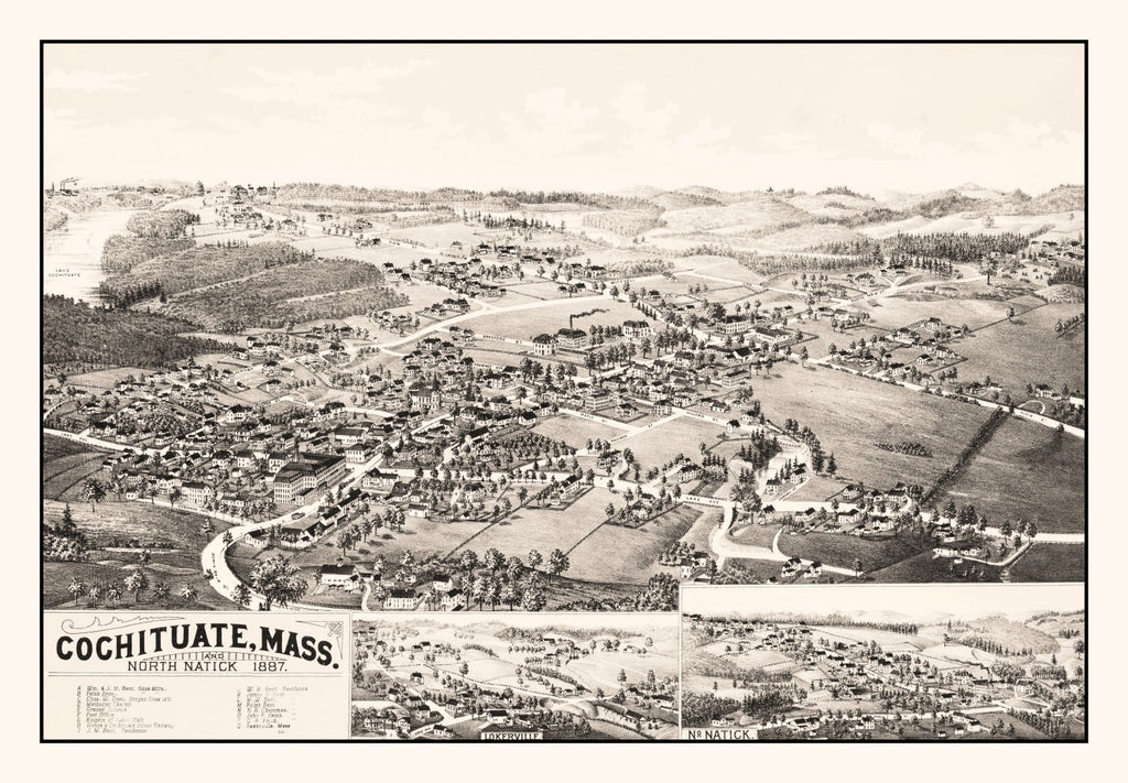 Vintage Map of Cochituate, Massachusetts 1887