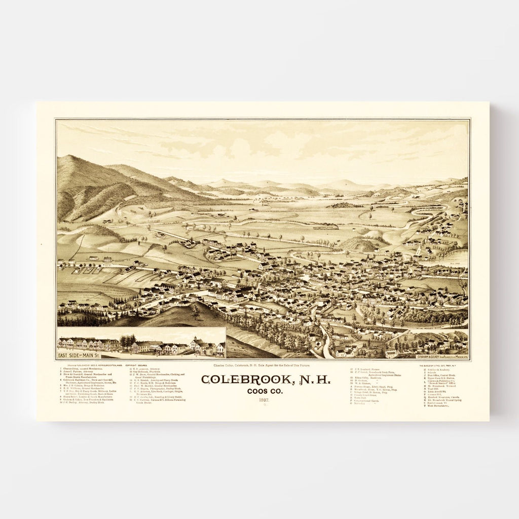 Vintage Map of Colebrook, New Hampshire 1887