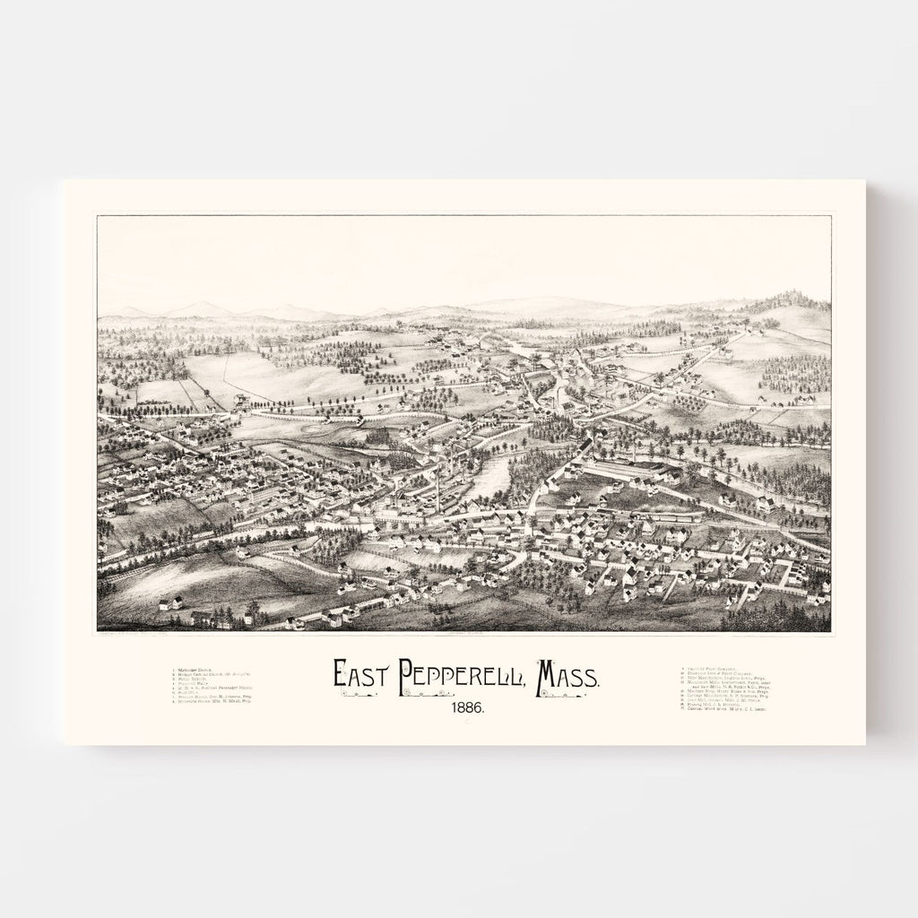 Vintage Map of East Pepperell, Massachusetts 1886