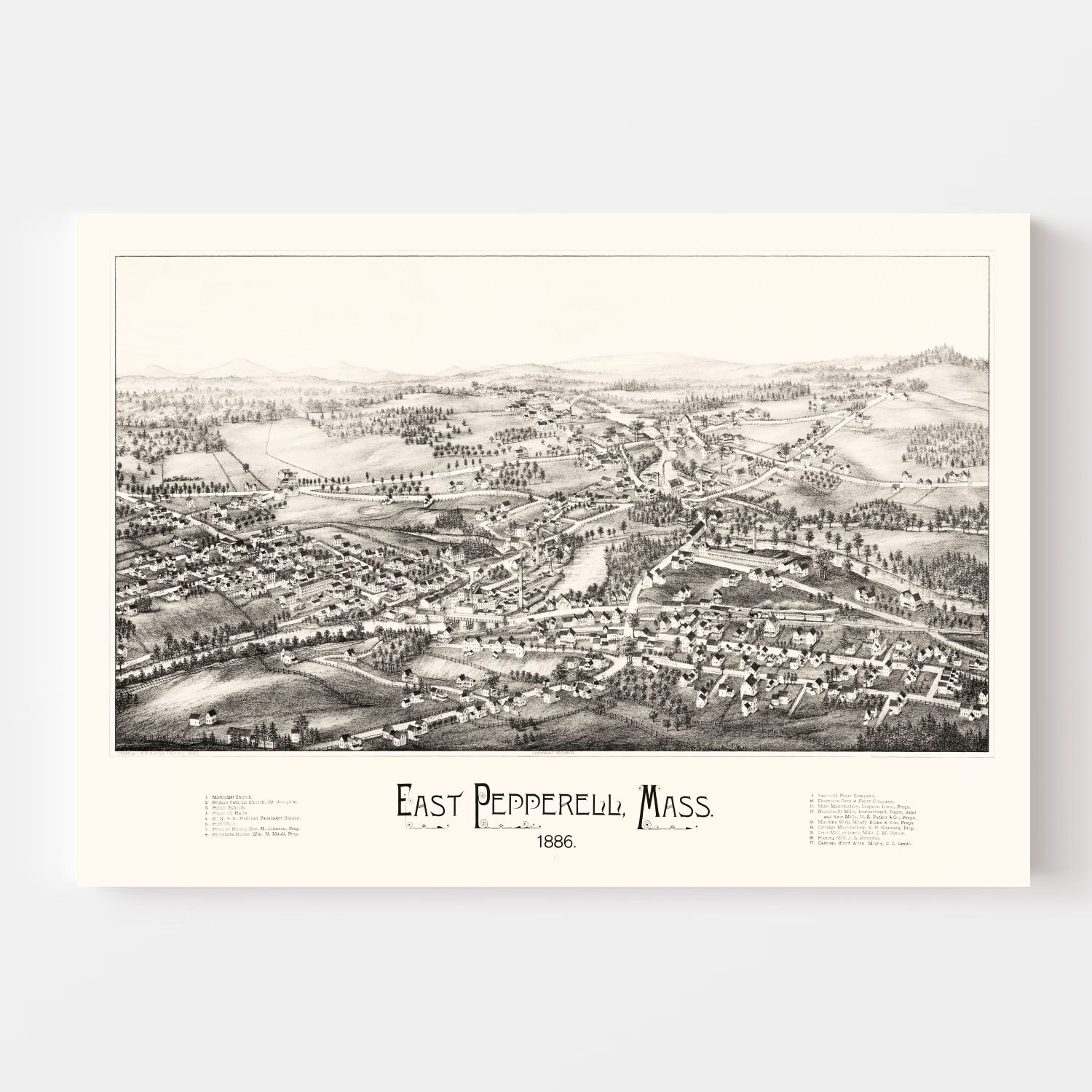 Vintage Map of East Pepperell, Massachusetts 1886