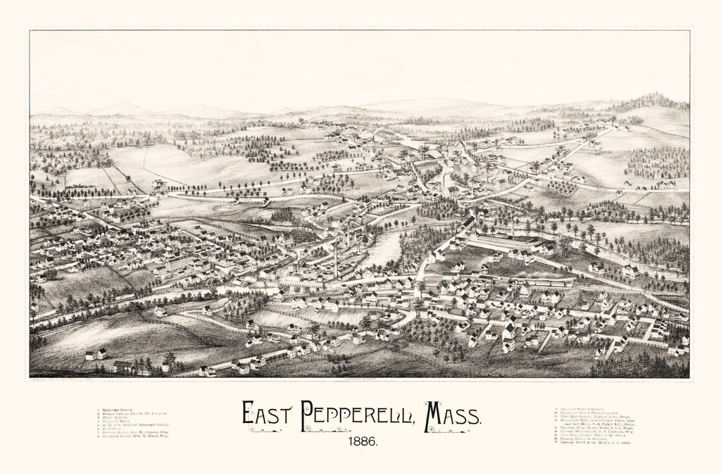 Vintage Map of East Pepperell, Massachusetts 1886