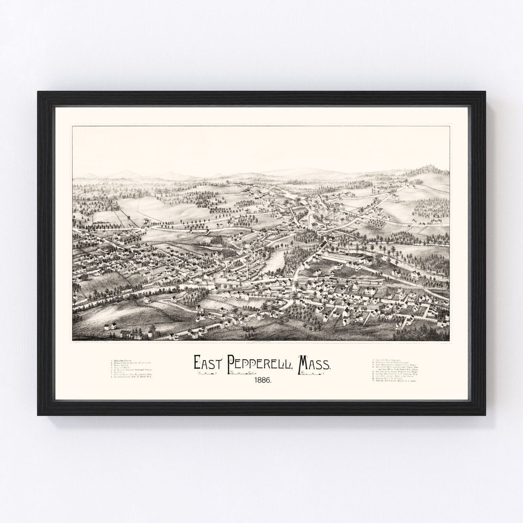 Vintage Map of East Pepperell, Massachusetts 1886
