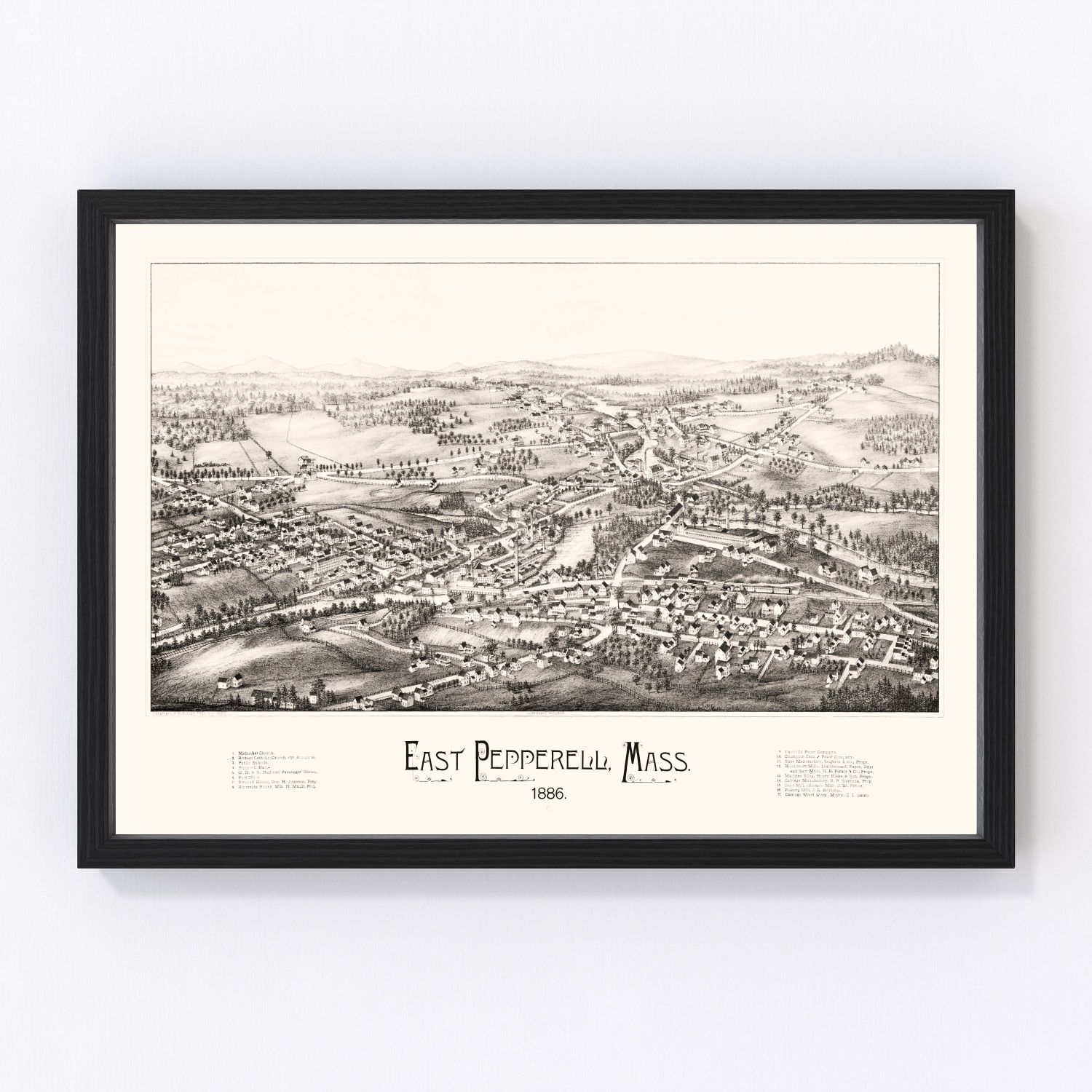 Vintage Map of East Pepperell, Massachusetts 1886